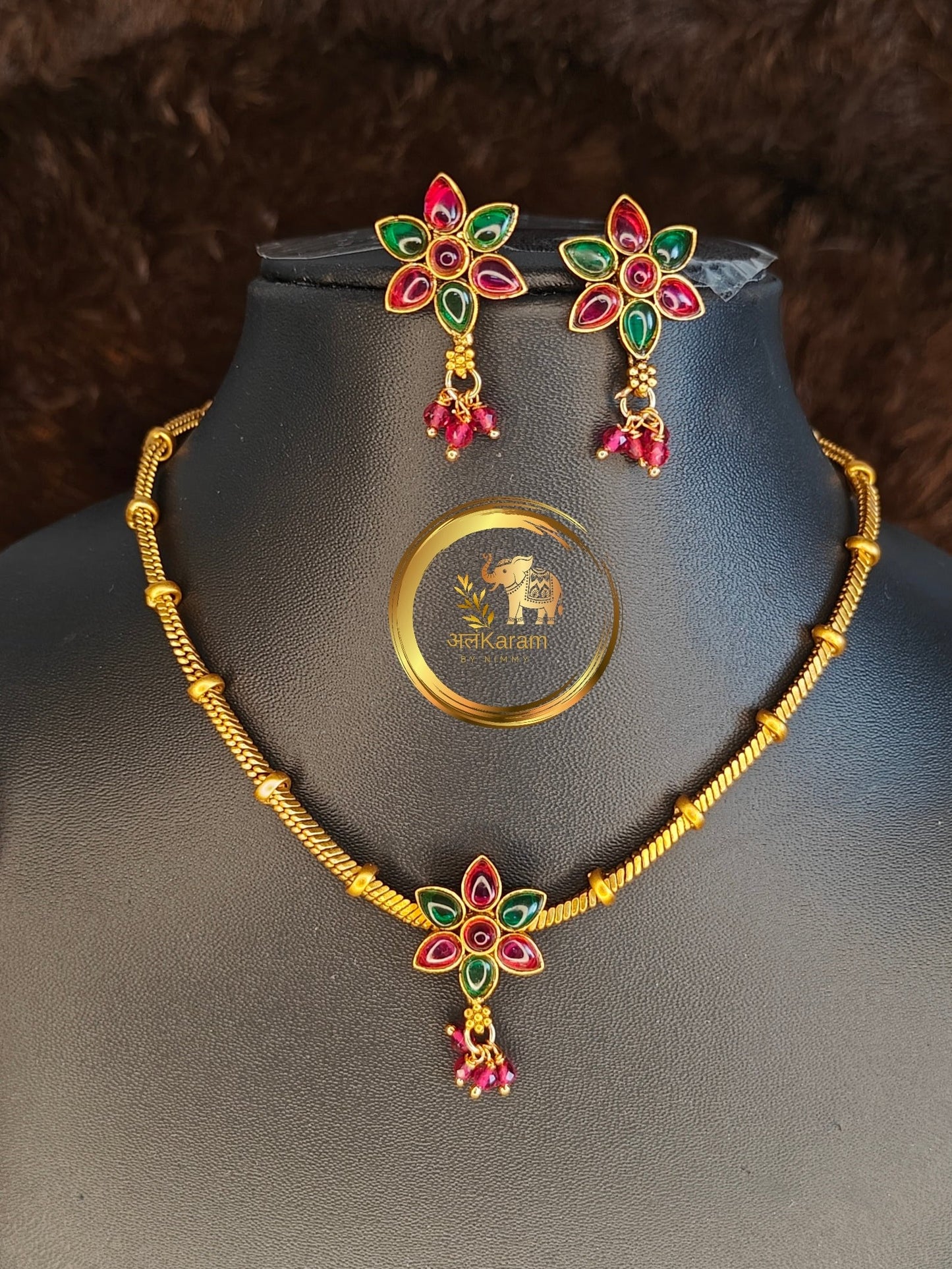 Flower Brass Short Necklace Multicolour - FBSNM0004