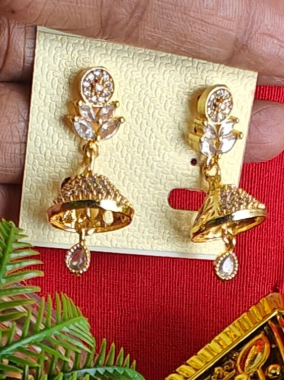 Simple AD white stone Jhumka JH19