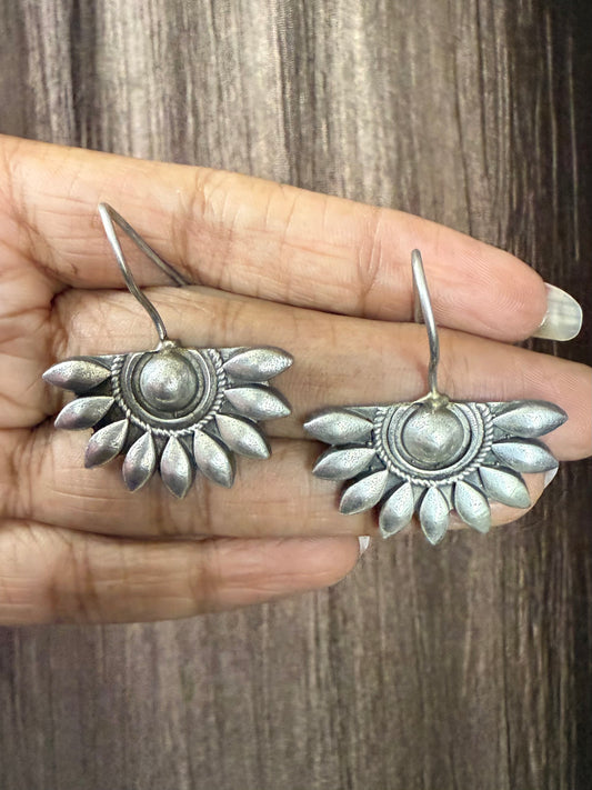 Oxidised Earring HalfLotus