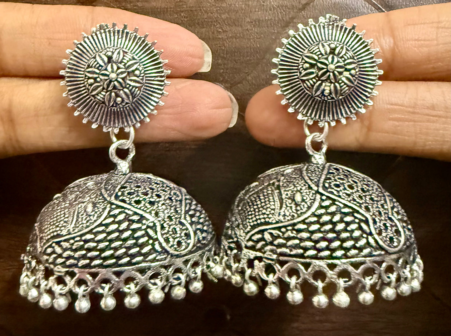 Oxidised Ethnic Traditional Jhumkas