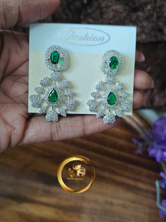 AD stone silver green earing JH15