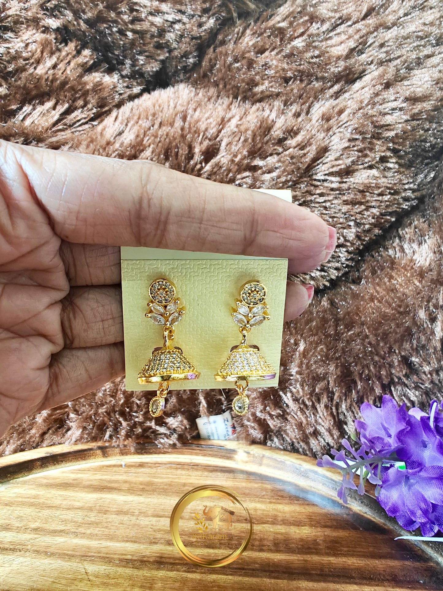 Simple AD white  stone Jhumka JH19
