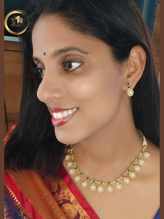Pearl Brass Short Necklace- PBSNG0003